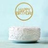 Топпер для торта, золотой круг "Happy Birthday"