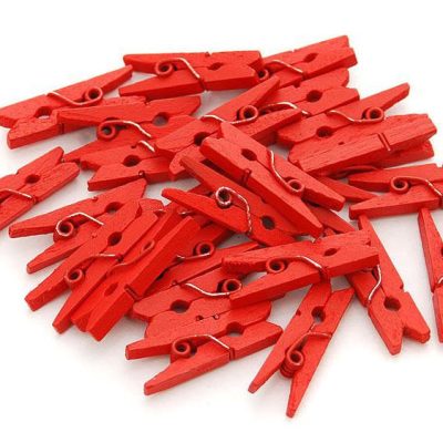 Прищепки декоративные красные 2,5 см (50шт)